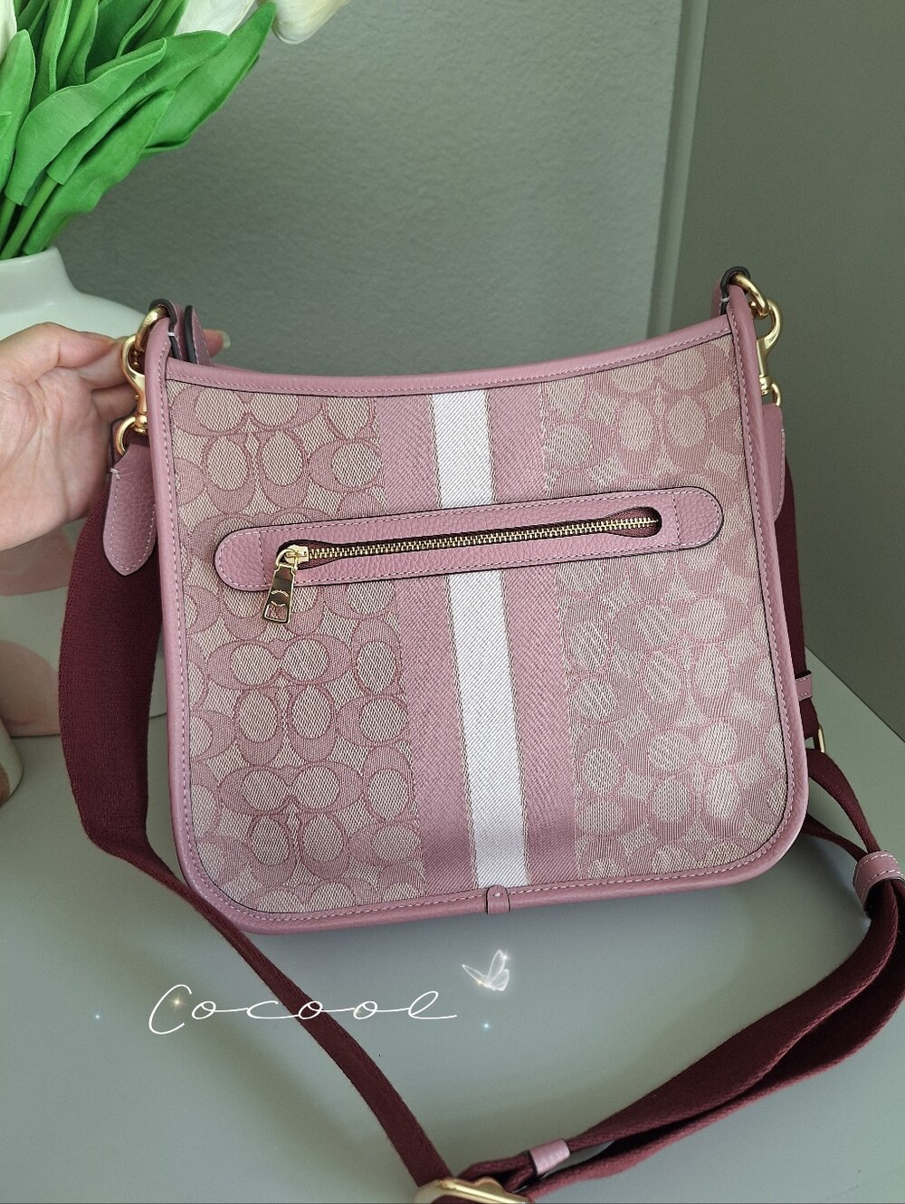 New! RARE Dempsey File Bag In Signature Jacquard With Stripe And Coach Patch - Picture 4 of 11